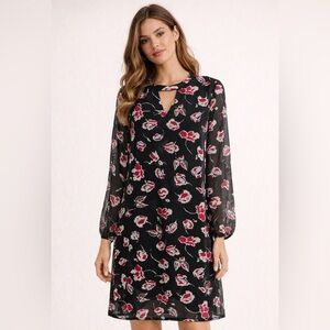 Ruff Hewn Boho Floral Slip Dress With Sheer Sleeves Size M